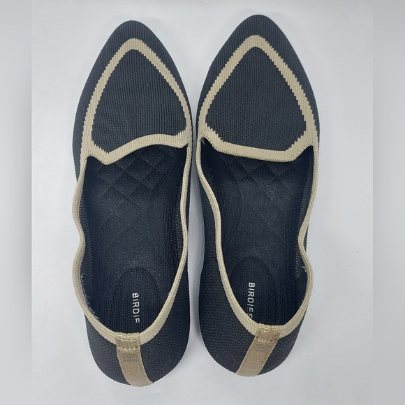 Birdies Blackbird Knit Flats Jet Black With Tan Trim Shoes Women's Size 9 - Picture 5 of 12